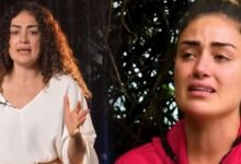 Two women in a tense moment: the left figure speaks with hand gestures, while the right figure looks distressed and tearful.