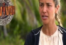 A woman outdoors with a concerned expression, Survivor logo visible on the left.